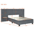 Full Size Upholstered Platform Bed With Big Headboard, Bedroom Furniture, Velvet, Gray Full Gray Plywood