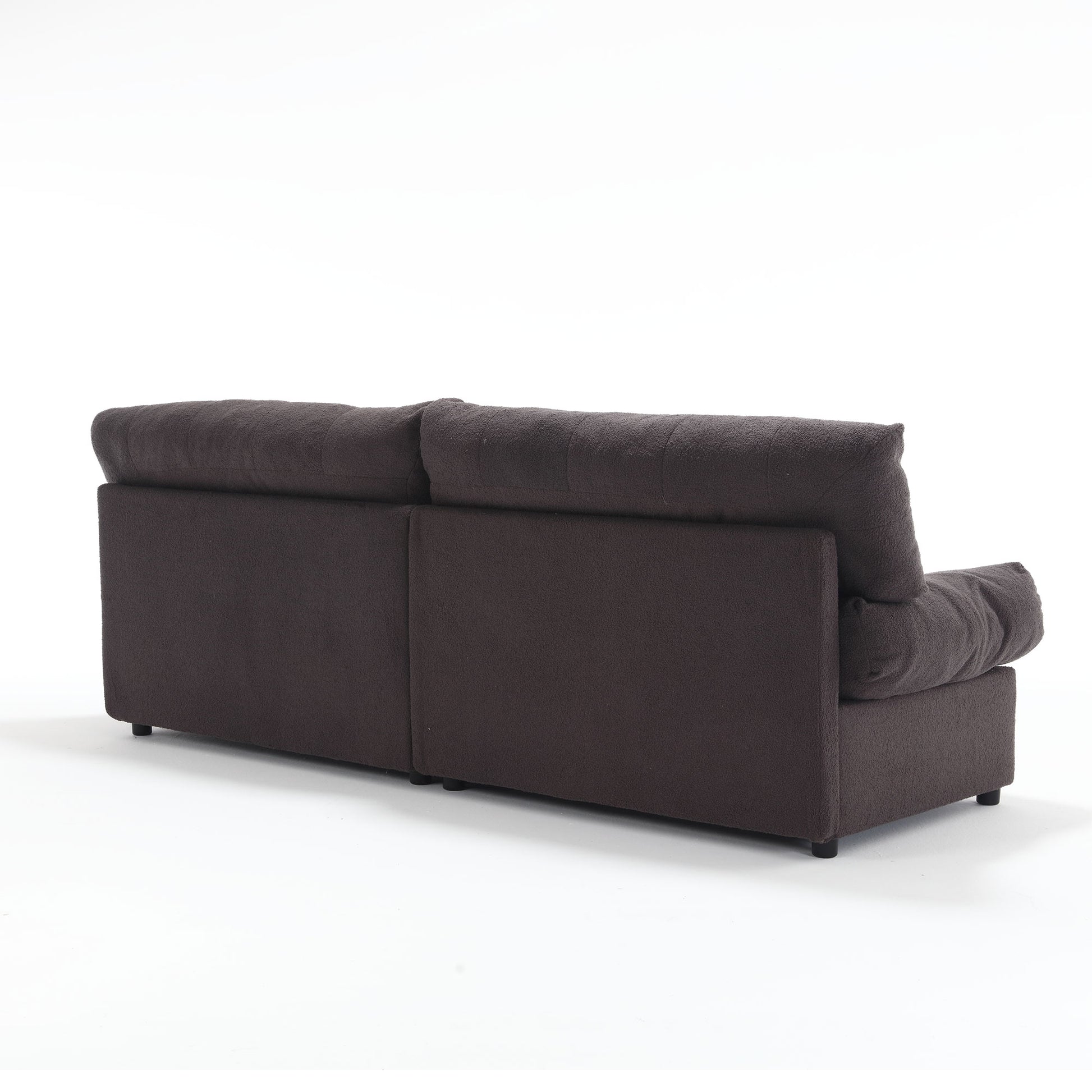 Cloud Style Sofa, Teddy Velvet Fabric, Comfy Padded Cloud Couch For Living Room, Apartment Dark Gray Light Brown Velvet Wood Primary Living Space Modern Polyester 2 Seat