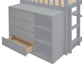 Twin Over Twin Bunk Bed With 4 Drawers And 3 Shelves Gray Twin Gray Solid Wood