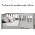 Full Size Floor Bed, Integral Construction With Super High Security Barrier, Door, Children'S Floor Bed Frame, Montessori Wooden Children'S Floor Bed, Support Slat Grey Box Spring Required Full Grey Wood Brown Bedroom American Design,Artsy Pine Bed Frame