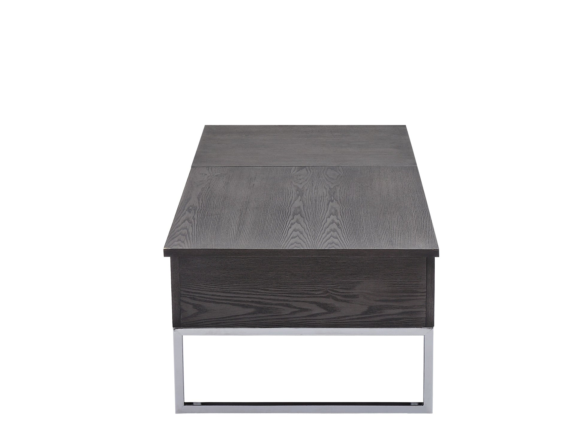 Grey Oak And Chrome Coffee Table With Lift Top Oak Silver Primary Living Space Rectangular Wood Metal Sled
