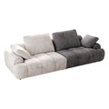 86.6 Large Size Two Seat Sofa,Modern Upholstered,Beige Paired With Grey Suede Fabric Beige Grey Velvet Wood Primary Living Space Soft Modern Eucalyptus Polyurethane Foam Eucalyptus 3 Seat