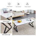 A Modern Minimalist Style White Marble Patterned Coffee Table With Black Metal Legs. Computer Desk. Game Table. Tea Table. Ct Xx White Black Sintered Stone