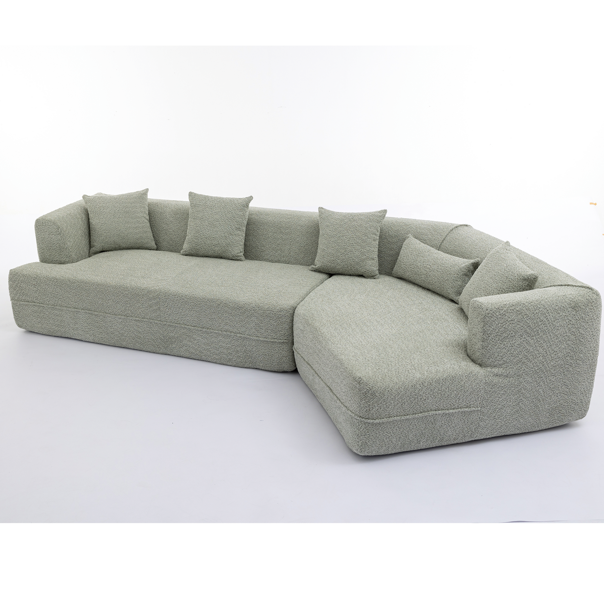 And Upgraded Extended Edition Modular Sofamodern Minimalist Style Sofa, Upholsteredfree Combination, Round Fiber Fabric, Anti Wrinkle Fabric,Dimension Extension,Green Green Polyester Primary Living Space Medium Soft Tight Back Modern Flared Arms Fiber