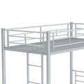 Heavy Duty Sturdy Meta Twin Over Twin With Trundle Bunk Bed L Noise Reduced Safety Guardrail No Box Spring Needed,Gray Silver Twin Gray Silver Metal