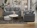 2 Pieces Sofa Couch 3 Seater And Loveseat With Pillows Polyester Upholstered Duck Down Filled Cushion Sofa Set For Living Room Apartment,Grey Grey Polyester Wood Primary Living Space Soft Cushion Back Foam Polyester 5 Seat