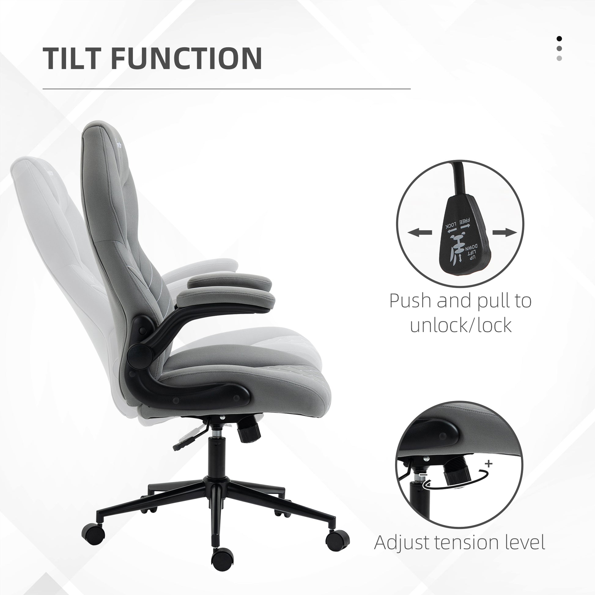 Vinsetto Gaming Chair With Flip Up Arm, High Back Desk Computer Chair, Gamer Chair With Adjustable Height And Swivel Wheellight Gray Light Gray Polyester