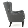 Hi Back Studded Chair,Arm Chair,Living Room, Study And Bedroom Grey Fabric
