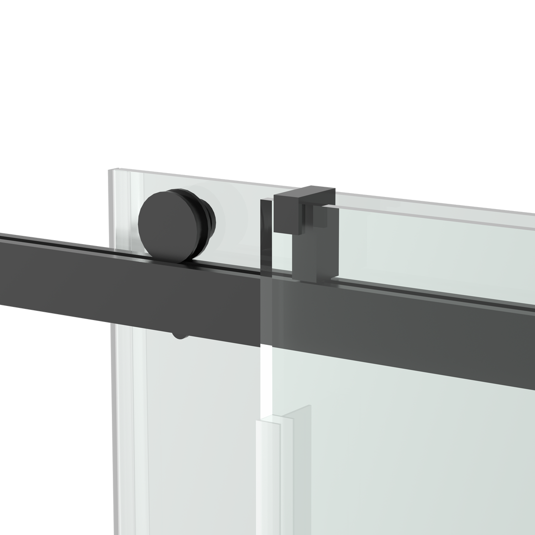 Top Rail Only, Stainless Steel Top Track With Buffer For Shower Door, 24D01P03 60Mbx Matt Black Stainless Steel