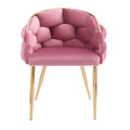 Luxury Handmade Accent Chair With Gold Legs, Modern Velvet Armchair For Living Room And Bedroom Pink Foam Velvet