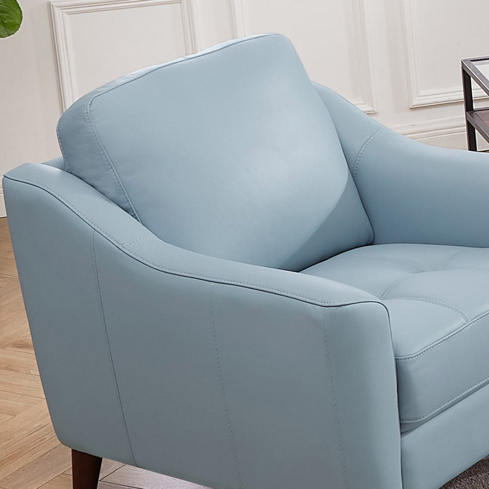 Ersa Leather Chair Blue Memory Foam Genuine Leather