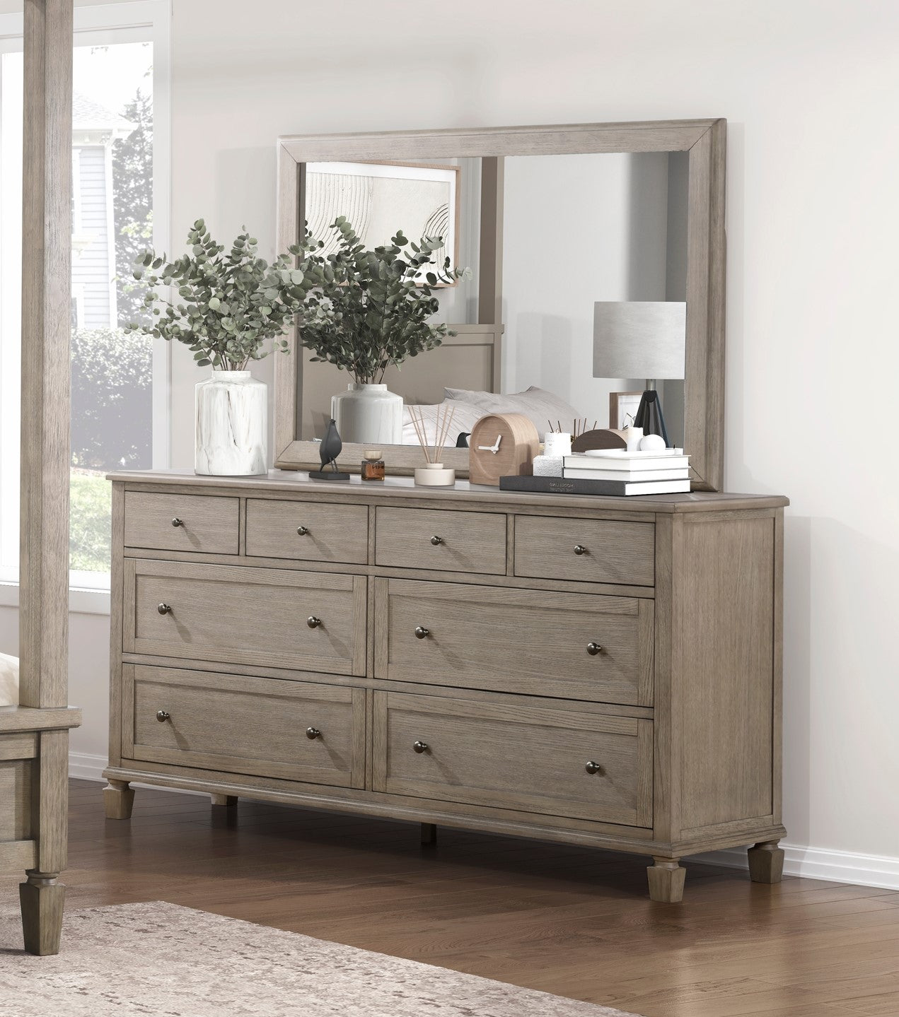 Gray Oak Finish Classic Transitional Bedroom Furniture 1Pc Dresser Of 8 Drawers Wooden Furniture Oak Bedroom Wood