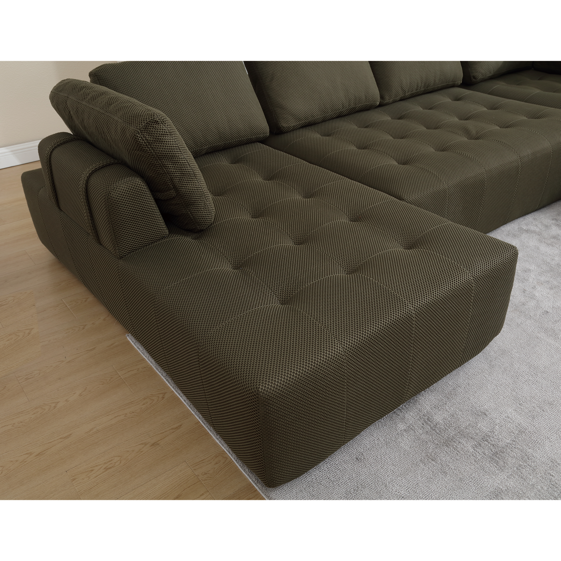 Arrived 138.5 "Modular Combination Sofa, U Shaped Sofa, Living Room, Apartment, Upholstered ,6 Seat Sofa, Free Combination Sofa Mesh Fabric ,Fabric,Green Green Polyester Primary Living Space Soft