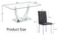 Table And Chair Set, Modern Dining Table, Tempered Glass Tabletop And Silver Colored Leg Table, Soft And Comfortable Dining Chair, Perfect For Dinner, Meetings, Home And Office Decor Black Seats 6 Glass