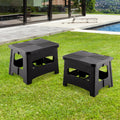 9In Folding Step Stool, Compact, Portable, Non Slip, 300 Lbs. Weight Capacity For Adults And Children. Secure Non Slip Top And Rubber Feet, Great For Home And Camping, Black Color Black