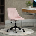 Vinsetto Mid Back Office Chair, Velvet Fabric Swivel Sop Shape Computer Desk Chair For Home Office Or Bedroom, Pink Pink Polyester