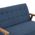 Coolmore Mid Century Modern Solid Loveseat Sofa Upholstered Linen Loveseat, 2 Seat Upholstered Loveseat Sofa Modern Couch Navy Linen 2 Seat