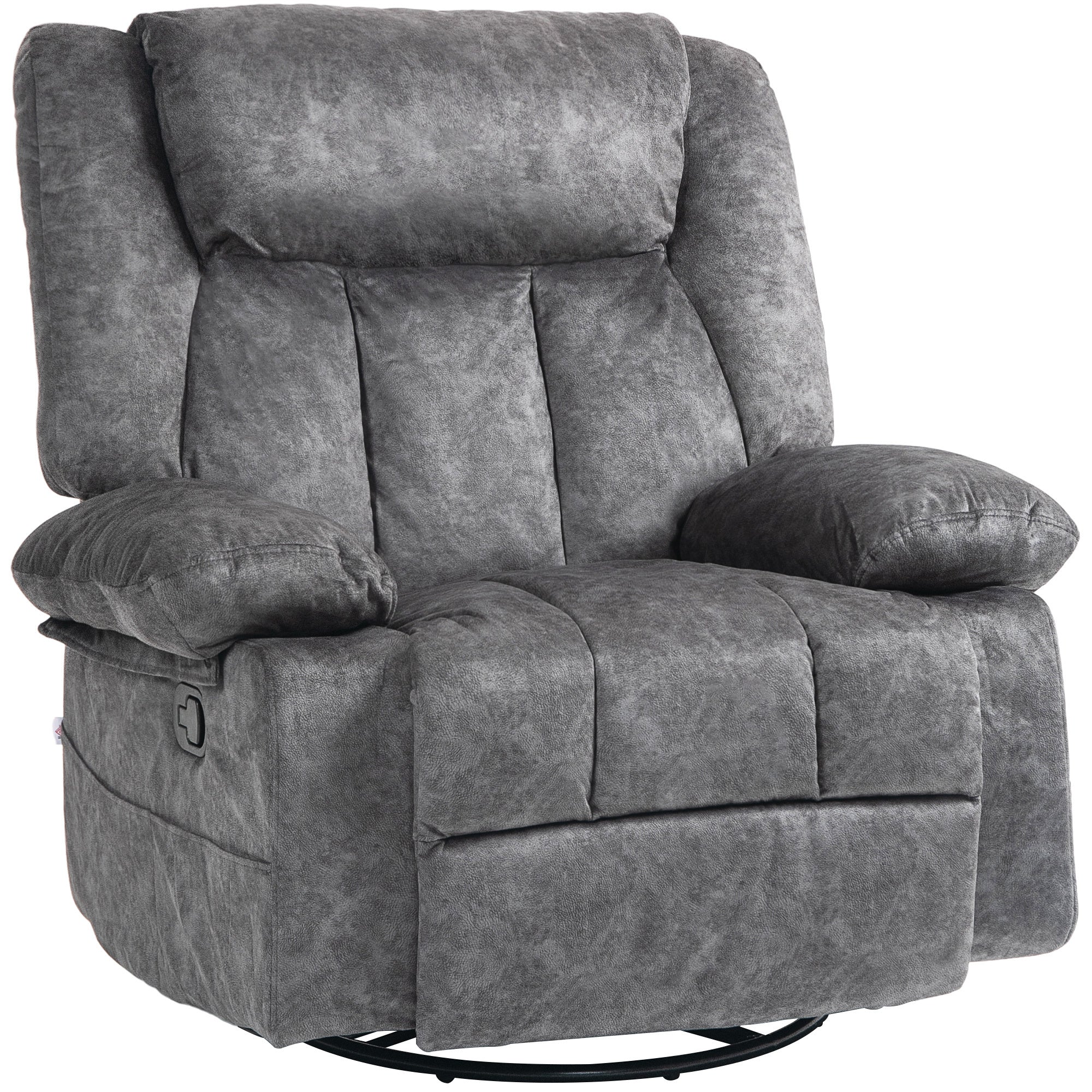 Homcom Swivel Rocker Recliner Chair For Living Room, Fabric Reclining Chair For Nursery, Rocking Chair With Footrest, Side Pockets, Charcoal Gray Charcoal Grey Polyester
