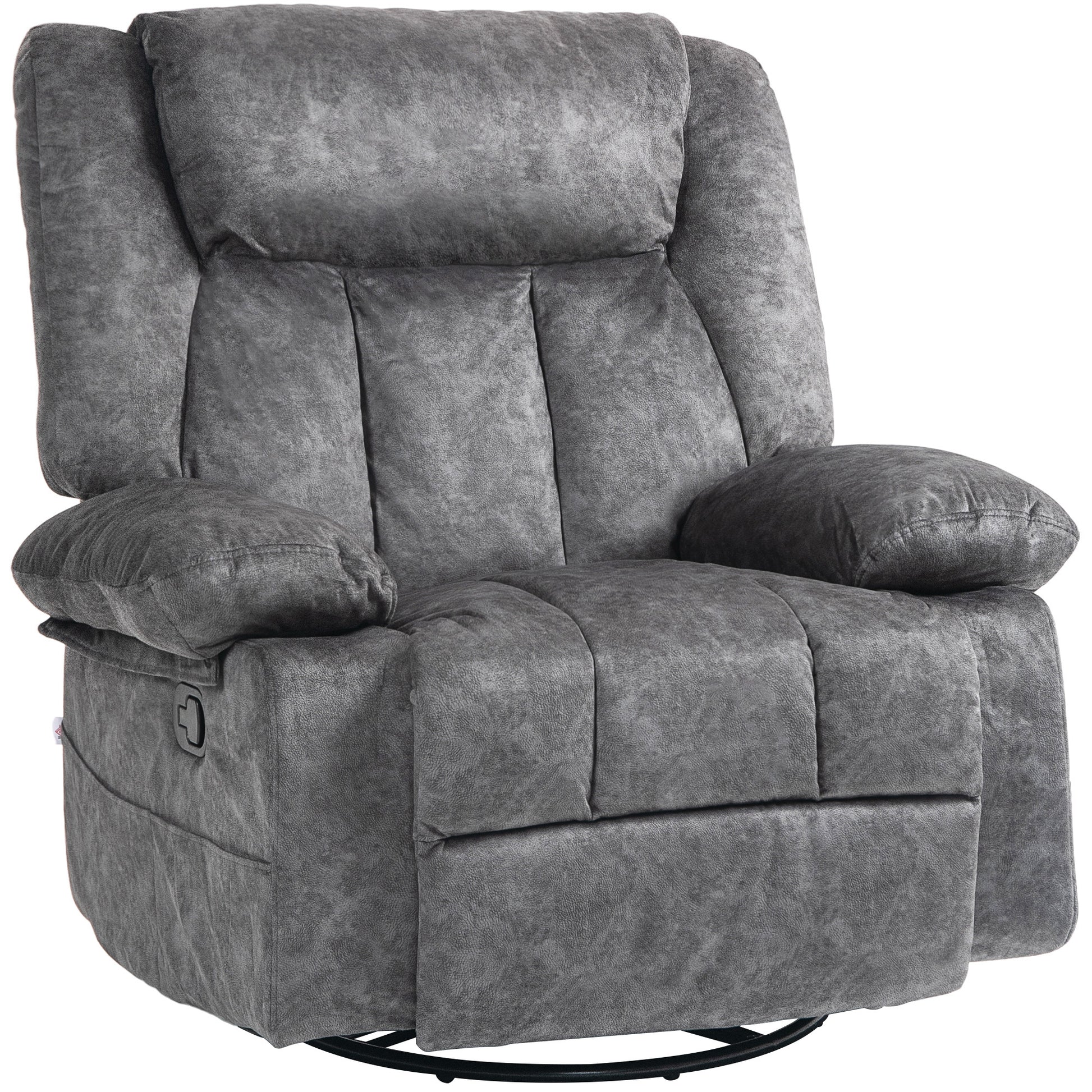 Homcom Swivel Rocker Recliner Chair For Living Room, Fabric Reclining Chair For Nursery, Rocking Chair With Footrest, Side Pockets, Charcoal Gray Charcoal Grey Polyester