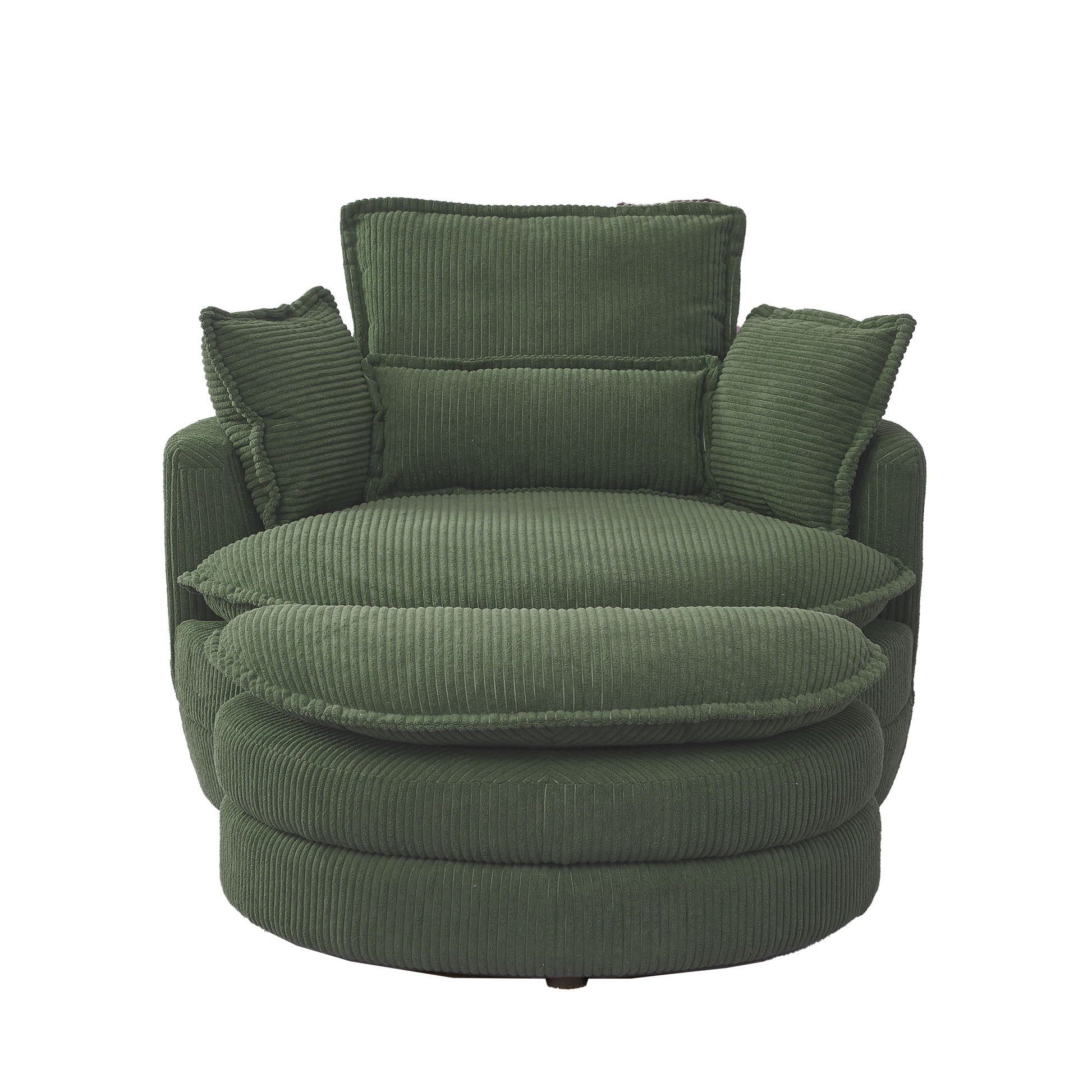 38"W Oversized Swivel Chair With Moon Storage Ottoman For Living Room, Modern Accent Round Loveseat Circle Swivel Barrel Chairs For Bedroom Cuddle Sofa Chair Lounger Armchair, 4 Pillows,Corduroy Green Foam Corduroy 1 Seat