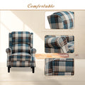 Vintage Armchair Sofa Comfortable Upholstered Leisure Chair Recliner Chair For Living Room Blue Check Blue Fabric 1 Seat