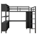 Metal Loft Bed With Wardrobe And L Shaped Desk, Full Size Loft Bed With Storage Cubes And Shelves, Heavy Duty Loft Bed For Kids Teens Adults, Black Pre Sale Date: August 10Th Full Black Metal