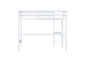 Twin High Loft Bed, Rubber Wood Loft Bed With Safety Guardrail, Built In Desk, Ladder,White Twin White Rubber Wood