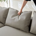 Modern Sectional Curved Sofa Couch For Living Room,Upholstered 5 Seat Sofa Couch Eco Leather Couch Set For Apartment Office,Light Grey Light Grey Bonded Leather 5 Seat