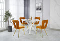 Orange And Gold Modern Chair Set Of 2 With Iron Tube Legs, Soft Cushions And Comfortable Backrest, Suitable For Dining Room, Living Room, Cafe,Hairball Back Orange Fabric