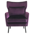 Wing Back Velvet Accent Chair, Modern Living Room Armchair Comfy Upholstered Single Sofa Chair For Bedroom Dorms Reading Reception Room With Metal Legs & Pillow, Purple Purple Velvet
