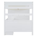 Full Size Wooden Loft Bed With Wardrobe, Desk, Drawers, Shelves, White Full White Plywood