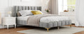 Queen Size Upholstered Velvet Platform Bed, Gray Box Spring Not Required Queen Gray Wood Bedroom Bed Frame Velvet Upholstered