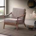 Light Brown And Brown Accent Chair With Removable Cushion Brown Primary Living Space Modern Wood Fabric
