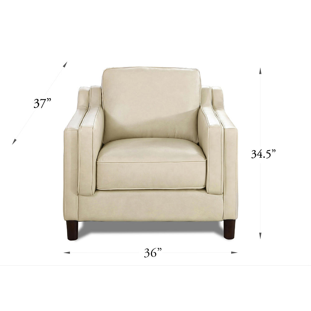 Bella Leather Chair Ivory Down Filling Genuine Leather