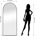 Dolonm 71X24 Inch Arch Full Length Mirror, Modern Design Standing Floor Mirror, Full Body Mirror For Living Room, Bedroom, Bathroom, Cloakroom, Hallway, Black Aluminum Alloy Frame Black Mirror
