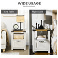 Homcom Farmhouse Side Table With Storage For Living Room White White Particle Board