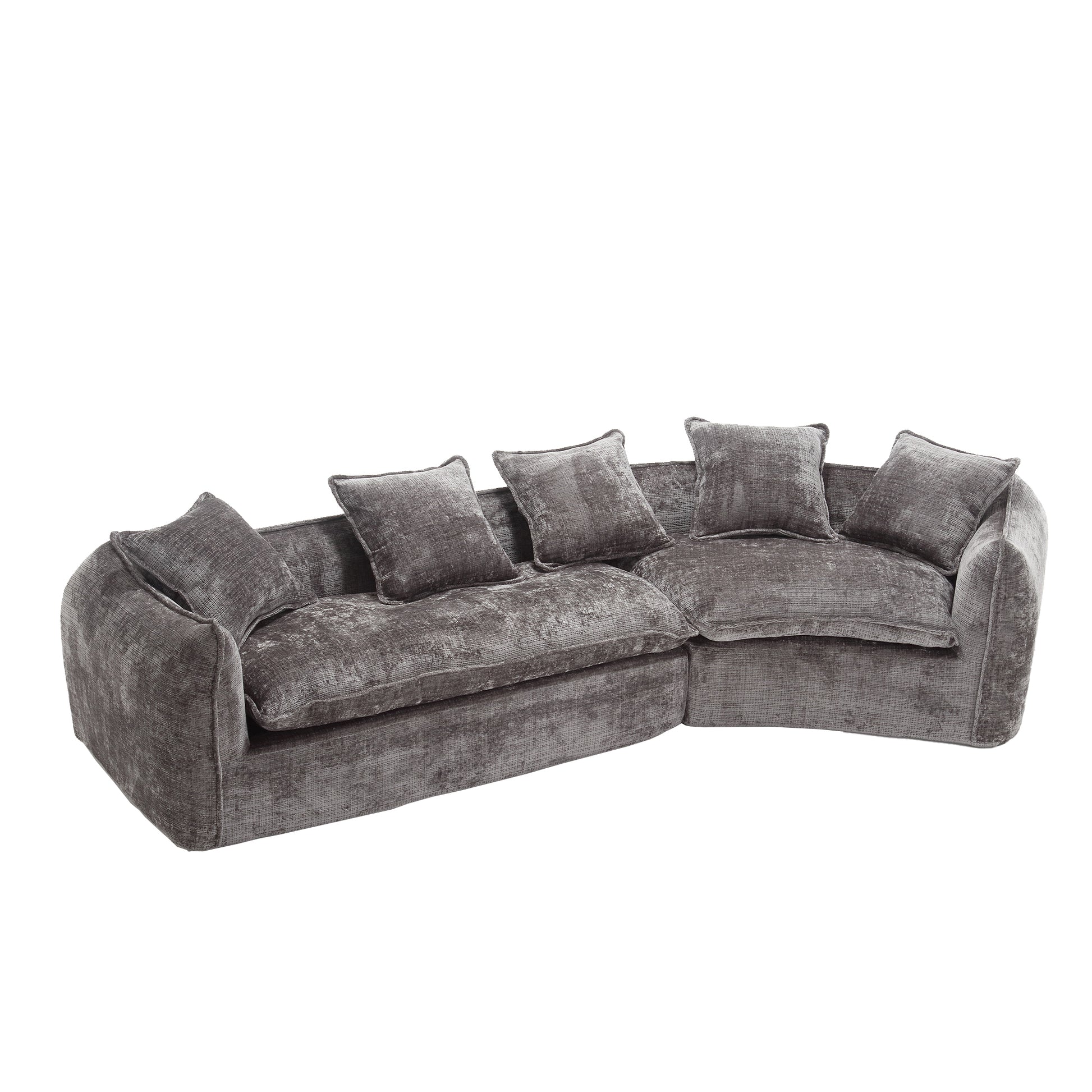 Modular Sectional Sofa, U Shaped Couch With Sofa For Five & Pillows, Modern Minimalist Chenille Fabric Large Comfy Cloud Sofas, Living Room Furniture Sets Gray Chenille 5 Seat
