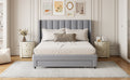 Full Size Storage Bed Velvet Upholstered Platform Bed With A Big Drawer Gray Old Sku:Wf296850Aae Full Gray Velvet