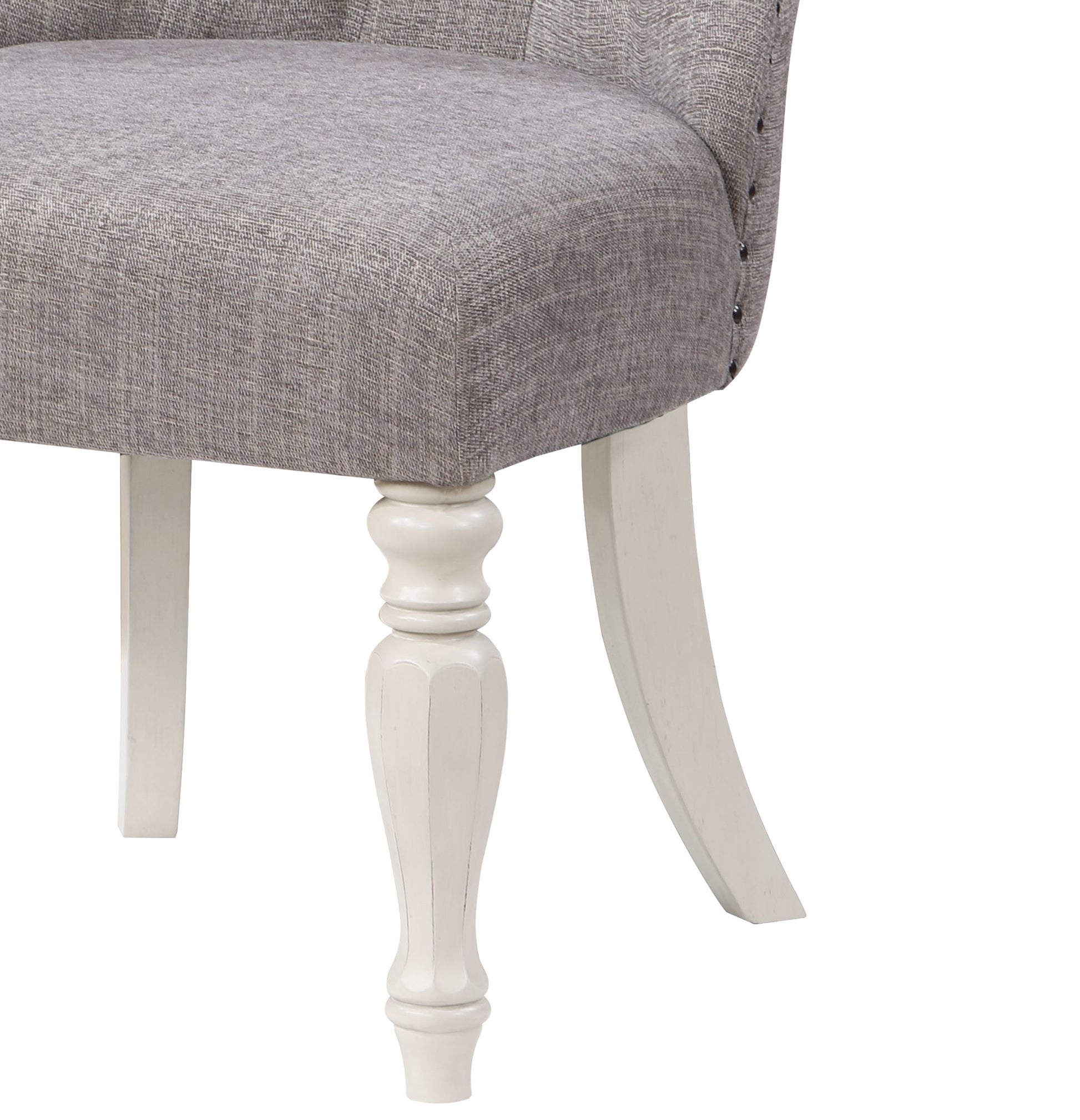 Grey And Antique White Side Chair With Tufted Back Set Of 2 Solid Grey White Dining Room Side Chair Tufted Back Set Of 2 Wood Fabric