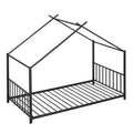 Twin Size Metal House Platform Bed, Black Box Spring Not Required Twin Black Metal Bedroom Bed Frame Metal