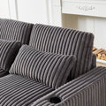 128 Inch Corduroy With Cup Holder Super Large L Shaped Sofa, Movable Footrest, Four Waist Pillows And Four Back Cushion, With Usb Port And T Pyce Port Grey Corduroy 4 Seat