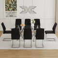 Table And Chair Set.Large Minimalist Rectangular Glass Dining Table For 6 8 With 0.39