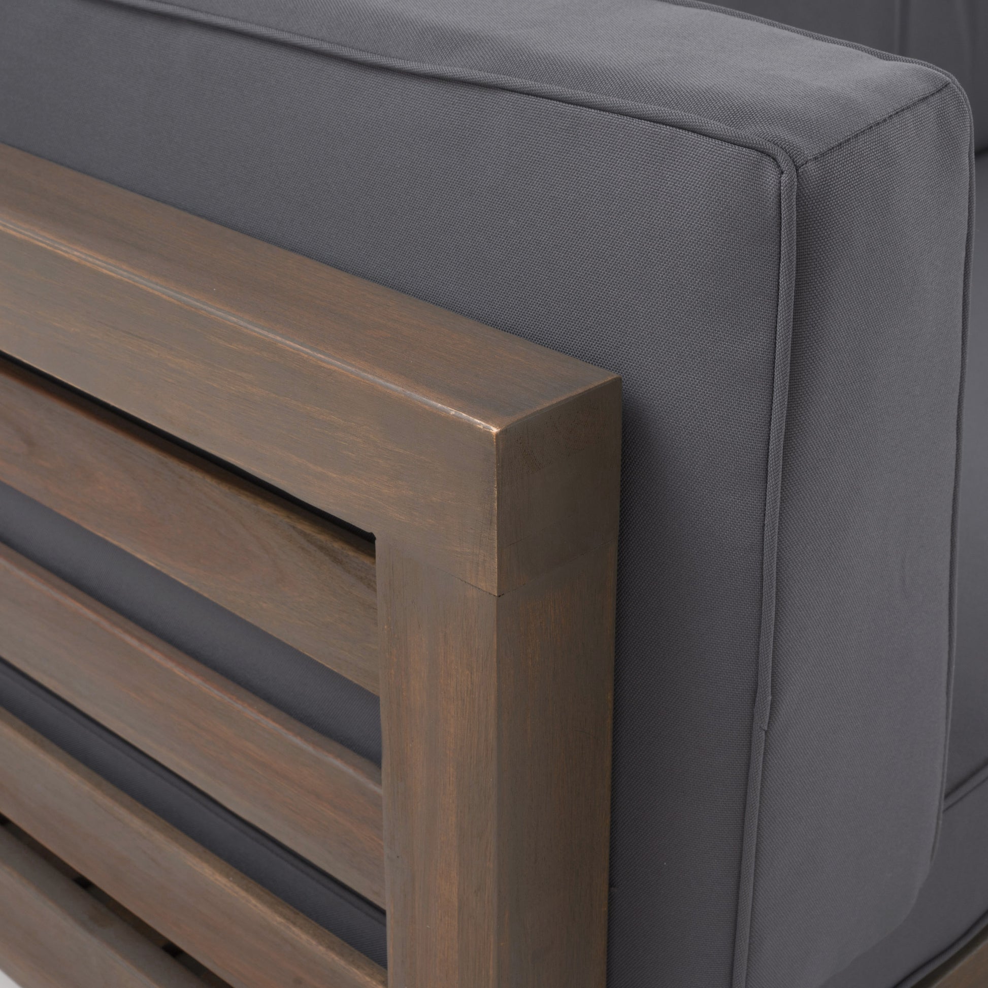 Oana Right Corner Bench And Coffee Table, Dark Grey Dark Grey Acacia Wood