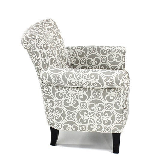 Brooke Tight Back Club Chair Grey Multi Solid Wood