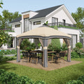 Outsunny 10' X 10' Pop Up Canopy Tent With Netting, Instant Tents For Parties, Height Adjustable, With Wheeled Carry Bag And 4 Sand Bags For Outdoor, Garden, Patio, Beige Beige Steel
