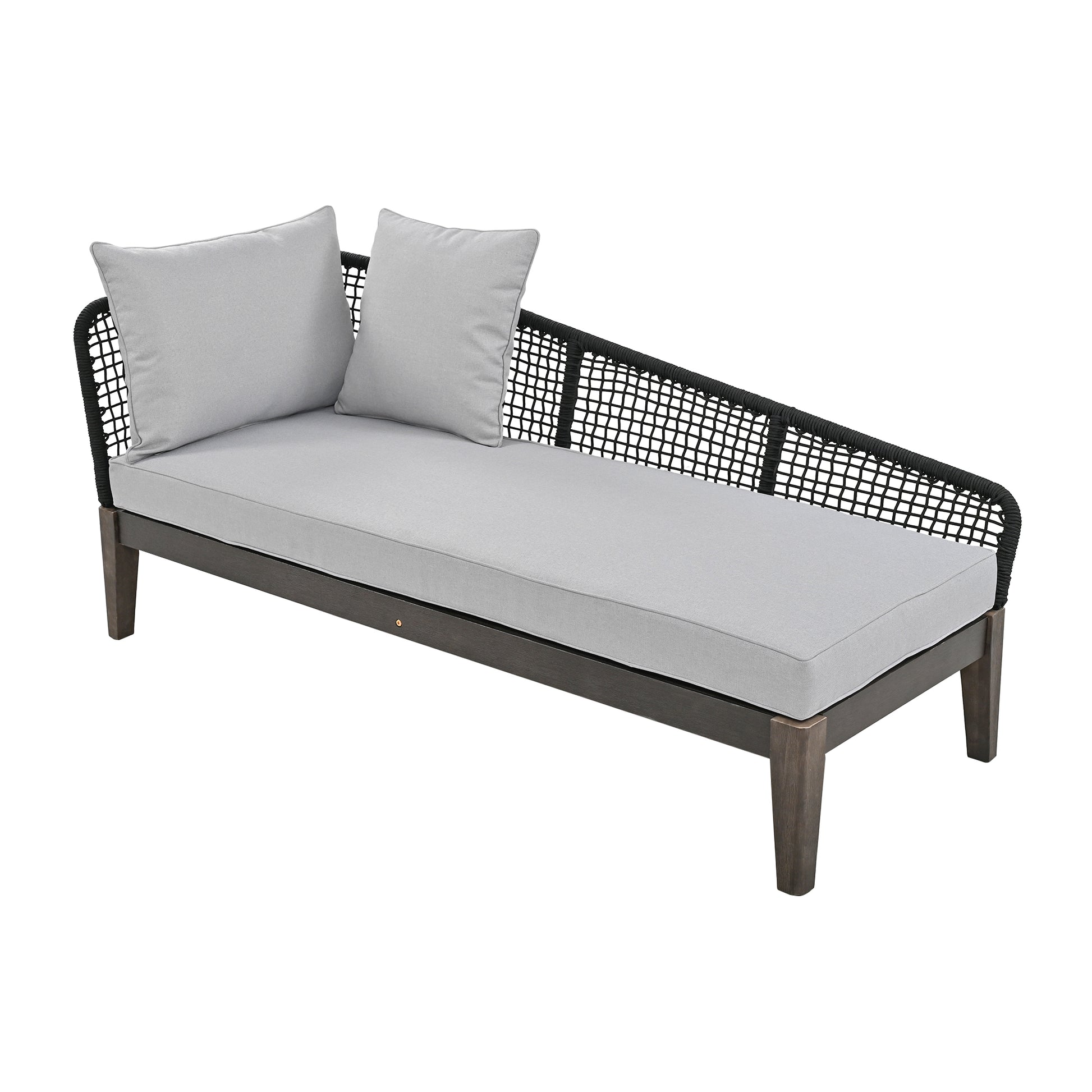 Modern 5 Person Outdoor Seating Group With Cushions Rope Waved Patio Sofa Set For Garden, Lawn, Poolside, L Shaped, Black Gray Yes Deep Seating Grey Black Weather Resistant Frame Water Resistant Cushion Garden & Outdoor Modern Sectional Seating Groups