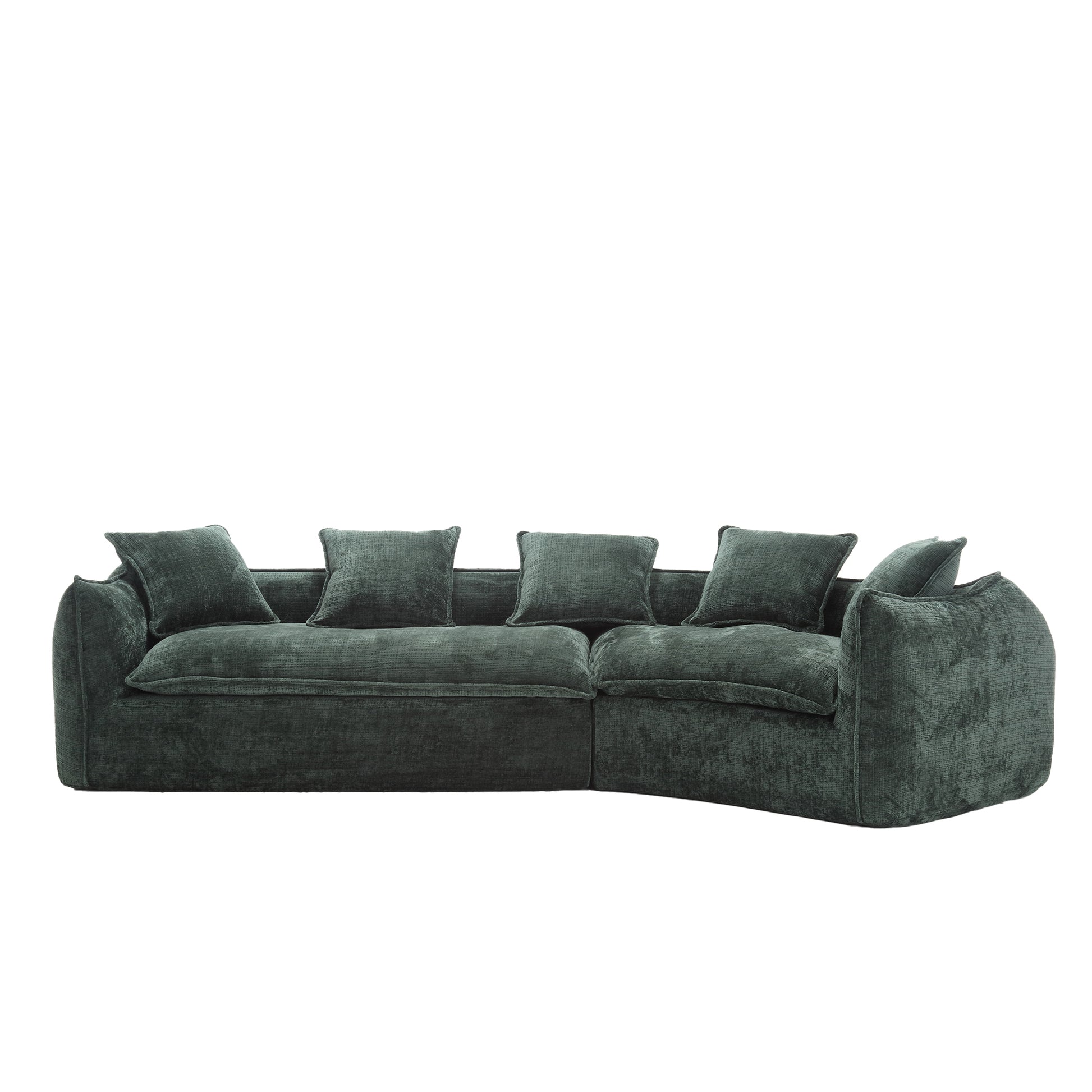 Modular Sectional Sofa, U Shaped Couch With Sofa For Five & Pillows, Modern Minimalist Chenille Fabric Large Comfy Cloud Sofas, Living Room Furniture Sets Emerald Chenille 5 Seat