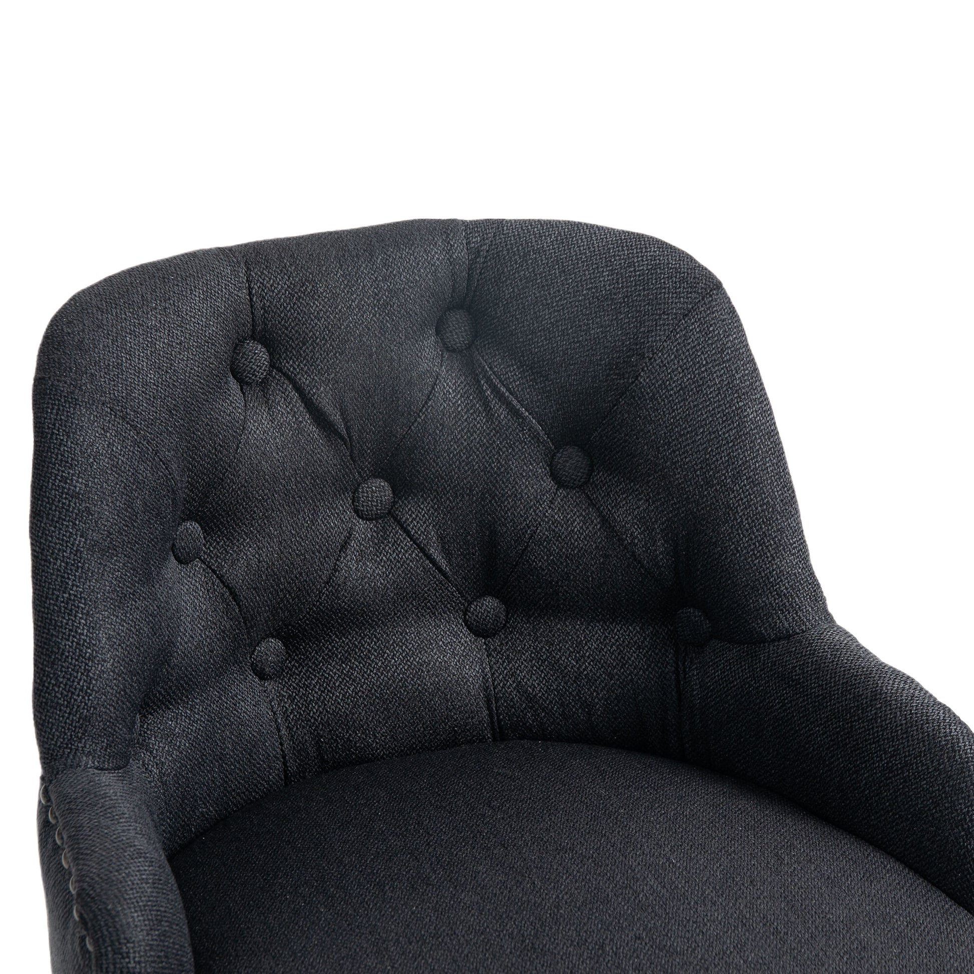 Coolmore Bar Stools Set Of 2 Counter Height Chairs With Footrest For Kitchen, Dining Room And 360 Degree Solid Wood Legs Swivel Bar Stools Set Of 2 Black Linen Black Foam Linen