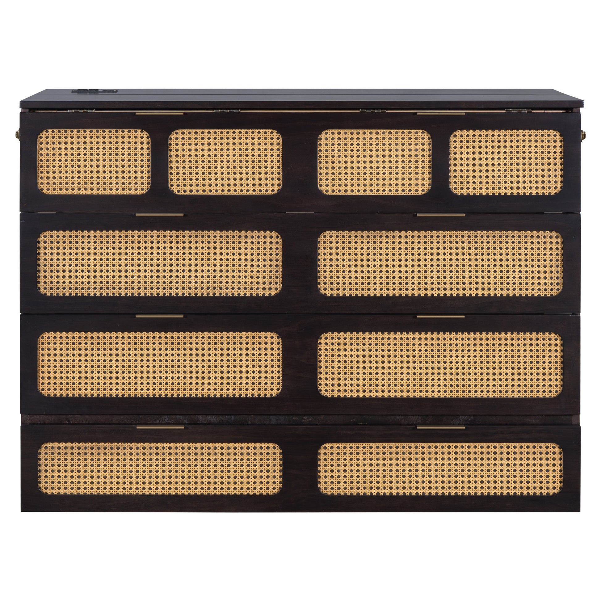 Full Size Murphy Bed With Large Drawers,Espresso Full Espresso Plywood