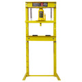 Hydraulic Shop Press ,12 Ton Capacityfloor Mount ,With Press Plates, H Frame Garage Floor Press, Adjustable Working Table Height, ,Yellow Yellow Steel